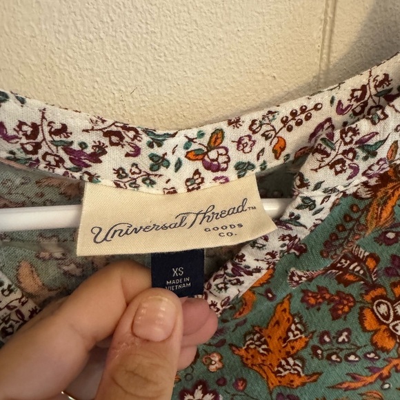 Universal Thread Floral Paisley Women's Blouse Puff Sleeve Cottage Boho Fall XS - Picture 4 of 4